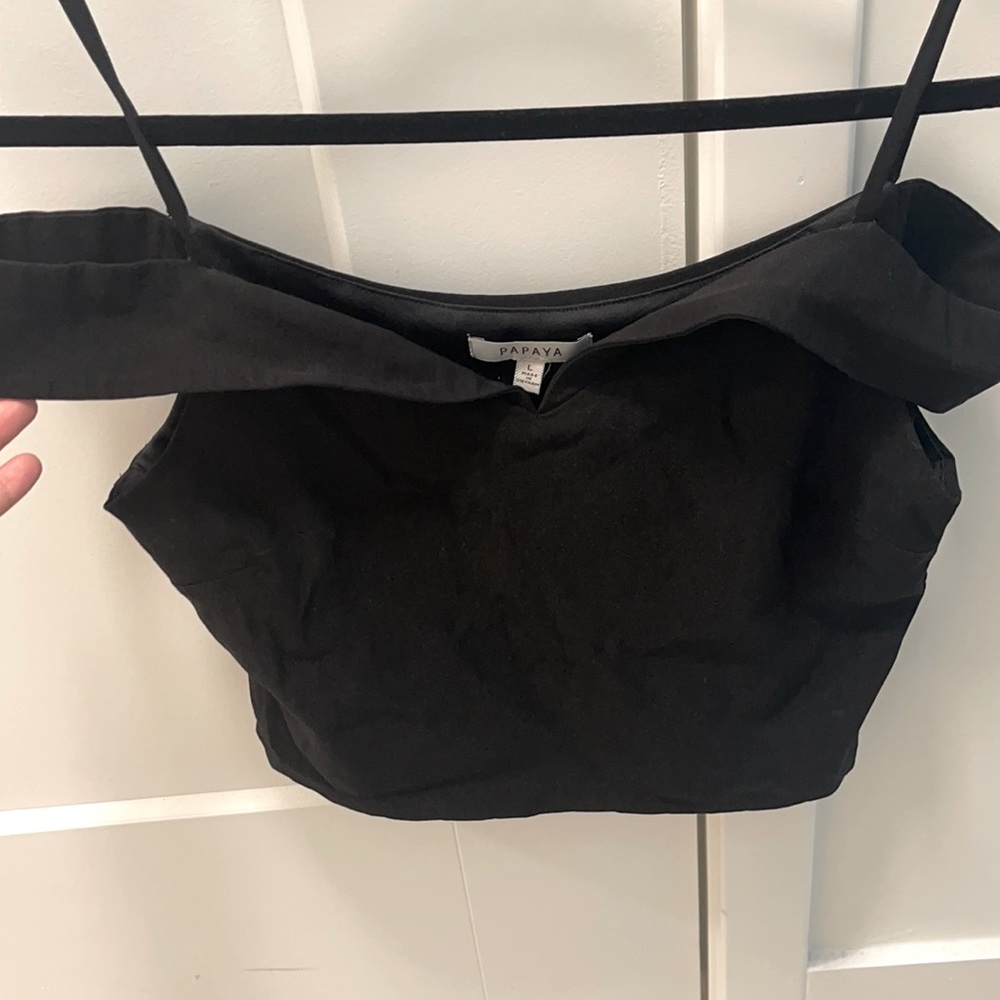 Black off the shoulder crop top